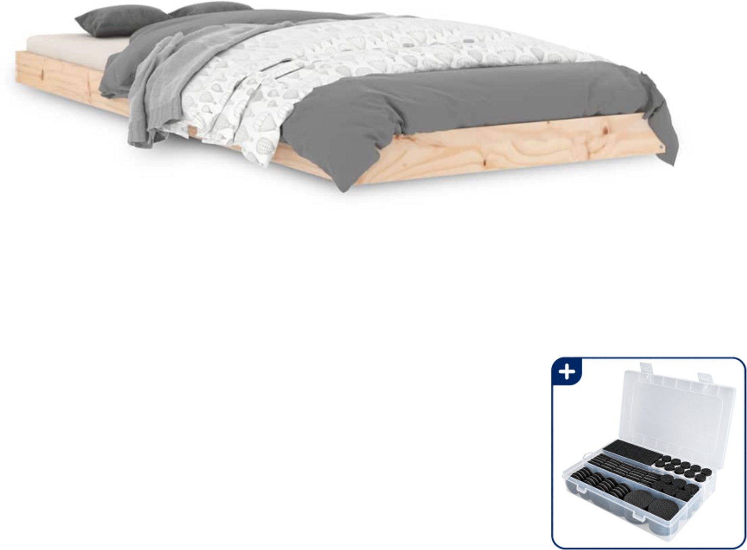 vidaXL bedframe - 75 x 190 cm - massief grenenhout - Inclusief antikrasvilt 177-delig Bruin
