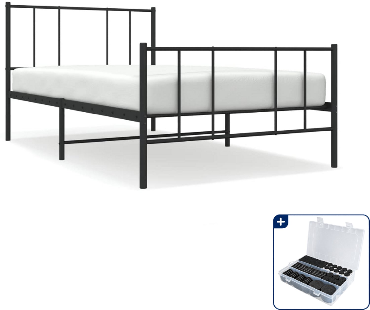 vidaXL bedframe - 100 x 200 cm - staal - zwart - Inclusief antikrasvilt 177-delig
