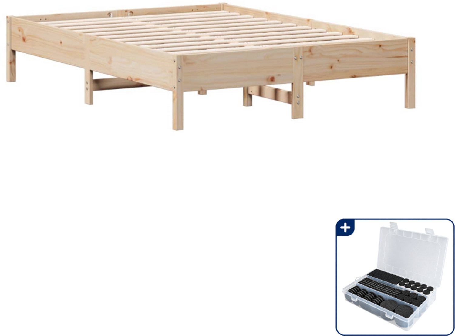 vidaXL bedframe - 120 x 190 cm - massief grenenhout - naturel - Inclusief antikrasvilt 177-delig Bruin