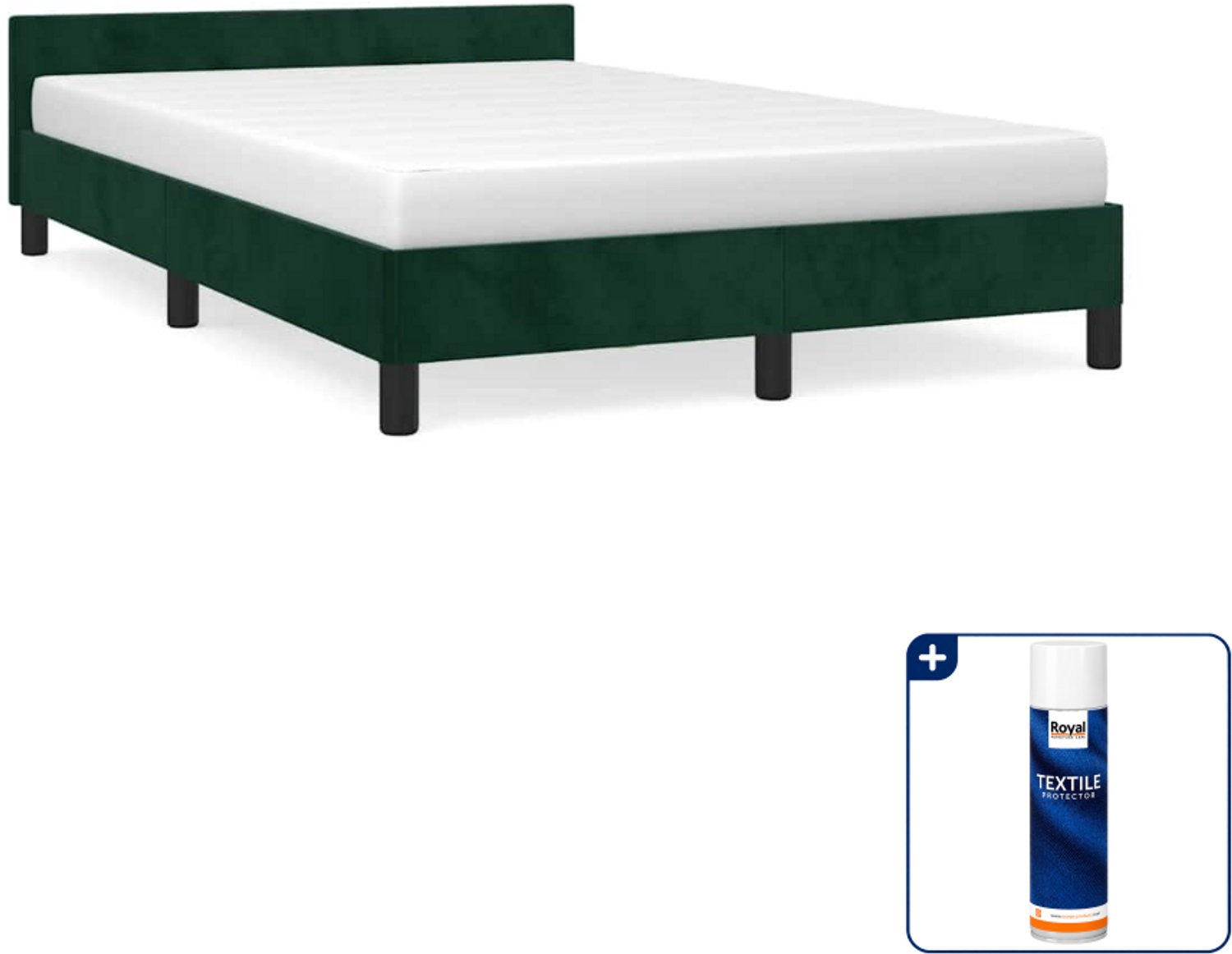 vidaXL bedframe - 120 x 190 cm - fluweel - donkergroen - Inclusief textielbeschermer 500 ml