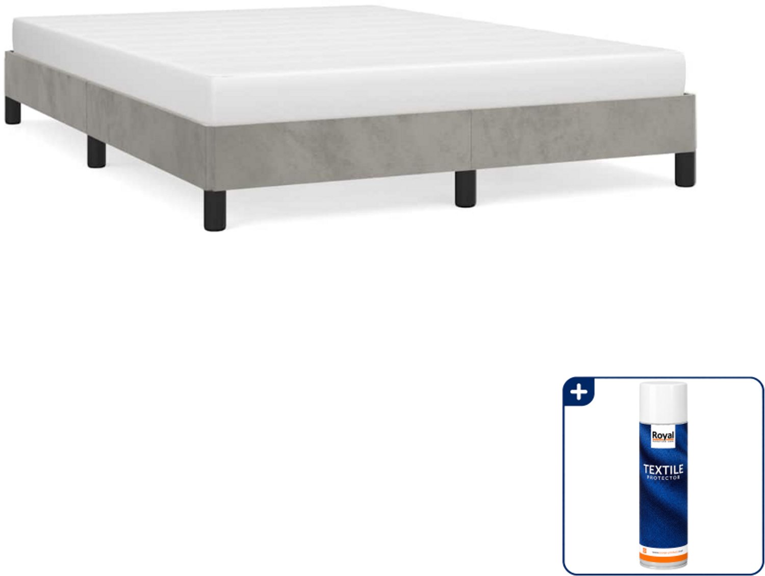 vidaXL Bedframe 140 x 190 cm - fluweel - lichtgrijs - Inclusief textielbeschermer 500 ml