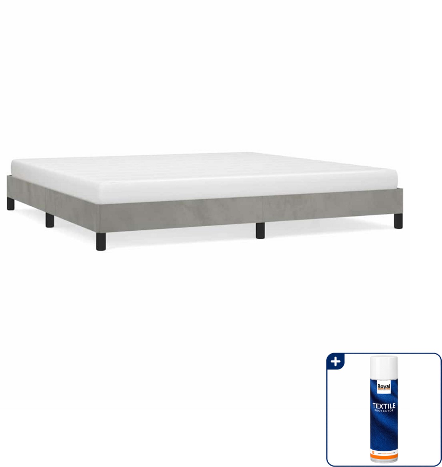 vidaXL Bedframe - 200 x 200 cm - fluweel - lichtgrijs - Inclusief textielbeschermer 500 ml
