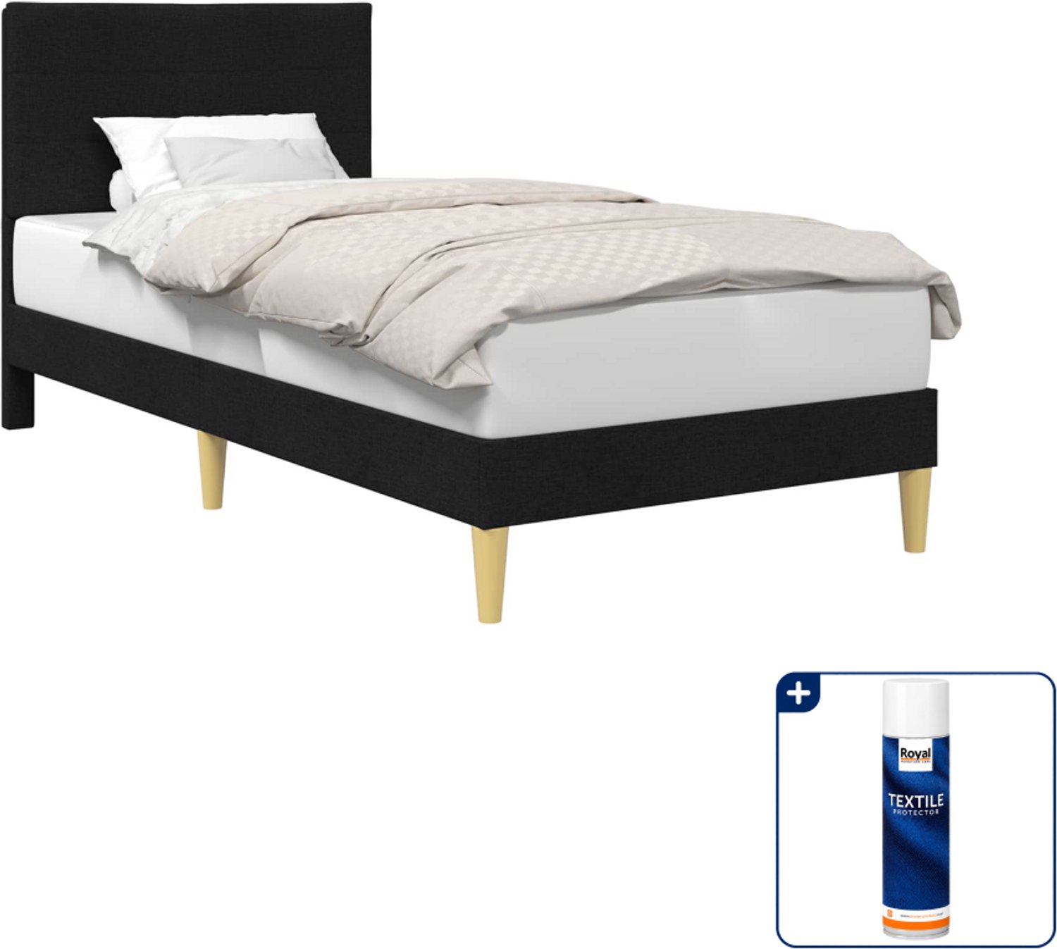 vidaXL Bedframe - 80 x 200 cm - zwart - Inclusief textielbeschermer 500 ml