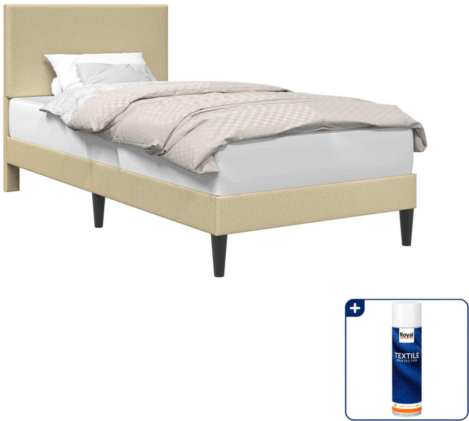 vidaXL bedframe - 80 x 200 cm - katoen - lichtgroen grijs - Inclusief textielbeschermer 500 ml Lichtgrijs