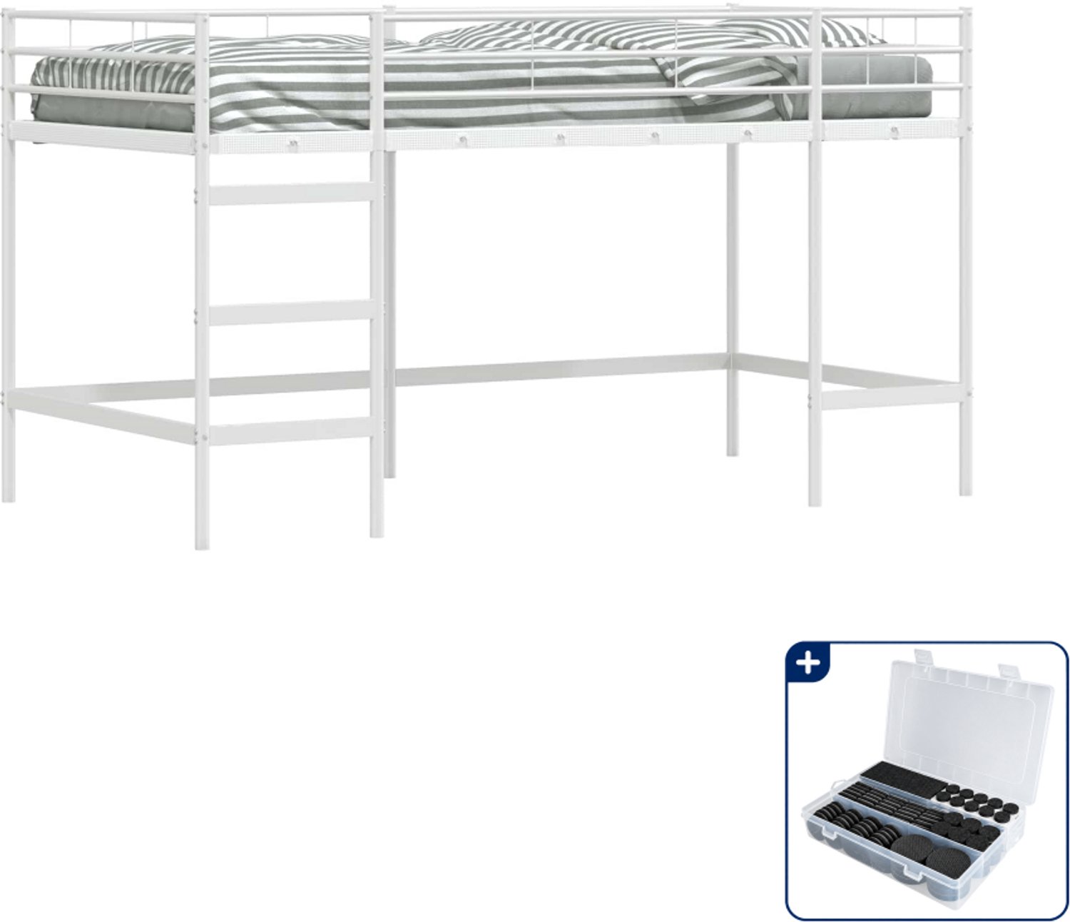 vidaXL loftbed voor kinderen - 100 x 200 cm - staal - wit - Inclusief antikrasvilt 177-delig