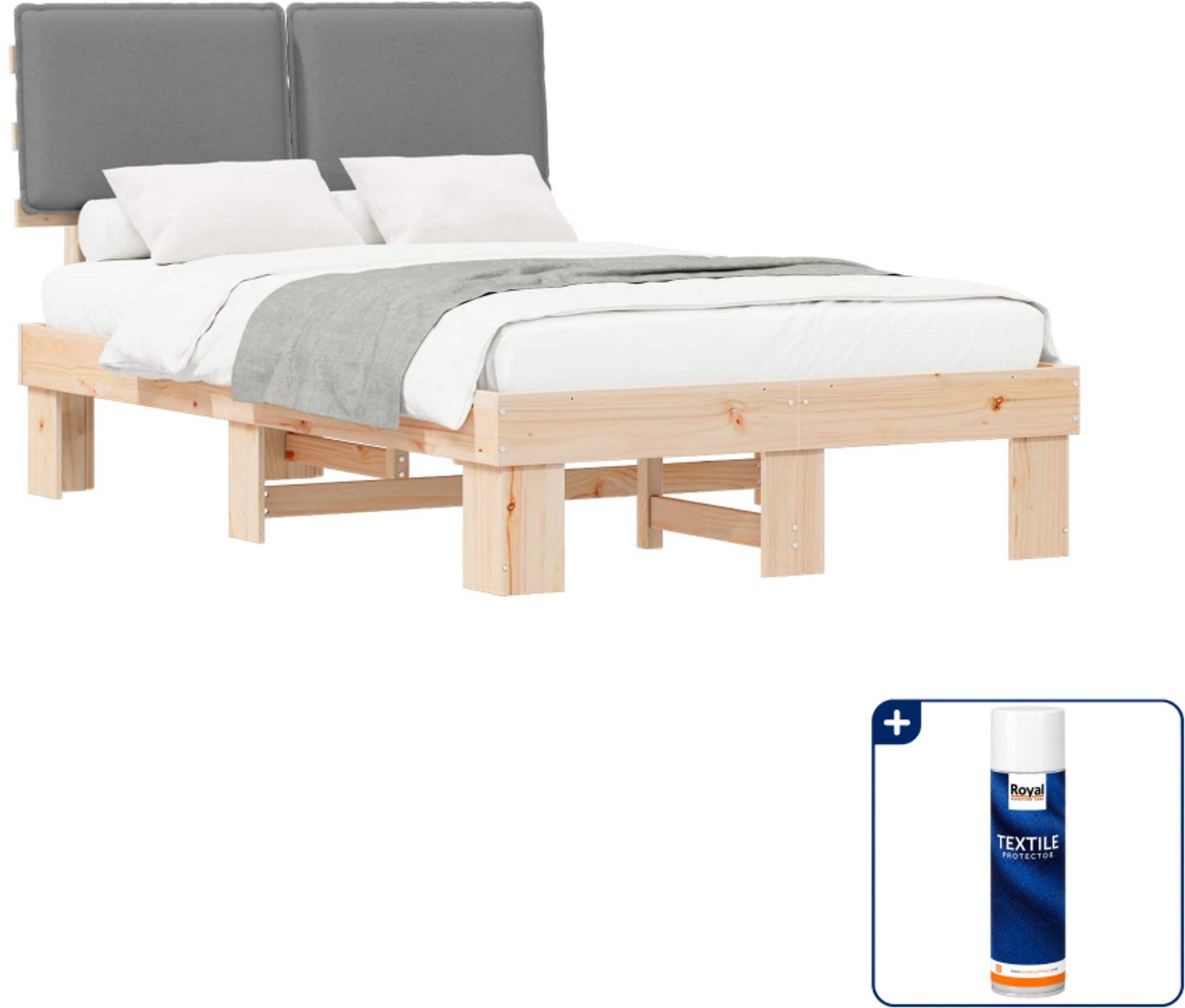 vidaXL bedframe - 120 x 200 cm - lichtgrijs - Inclusief textielbeschermer 500 ml