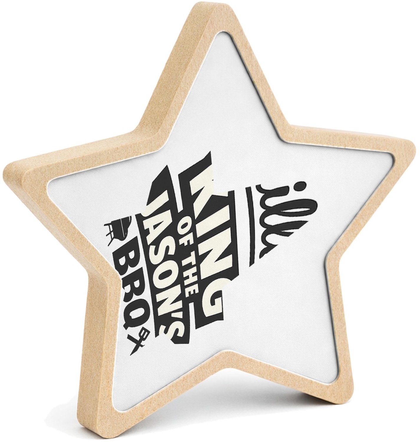 Mr Cadeautjes MDF fotolijst ster 14 x 13,5 - design Een feestelijke koffiebar-claim met een sterke persoonlijke | cadeau Wit