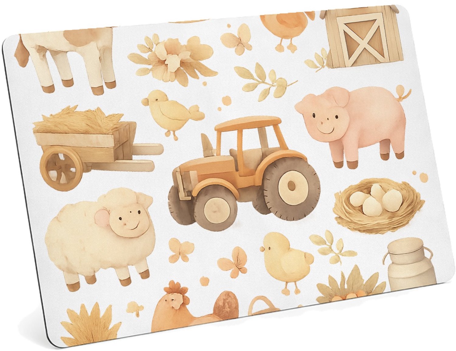 Mr Cadeautjes MDF magnetische fotolijst 28 x 19 - design Bosalfabet met dieren en planten in een zachte aquarelstijl | cadeau Wit