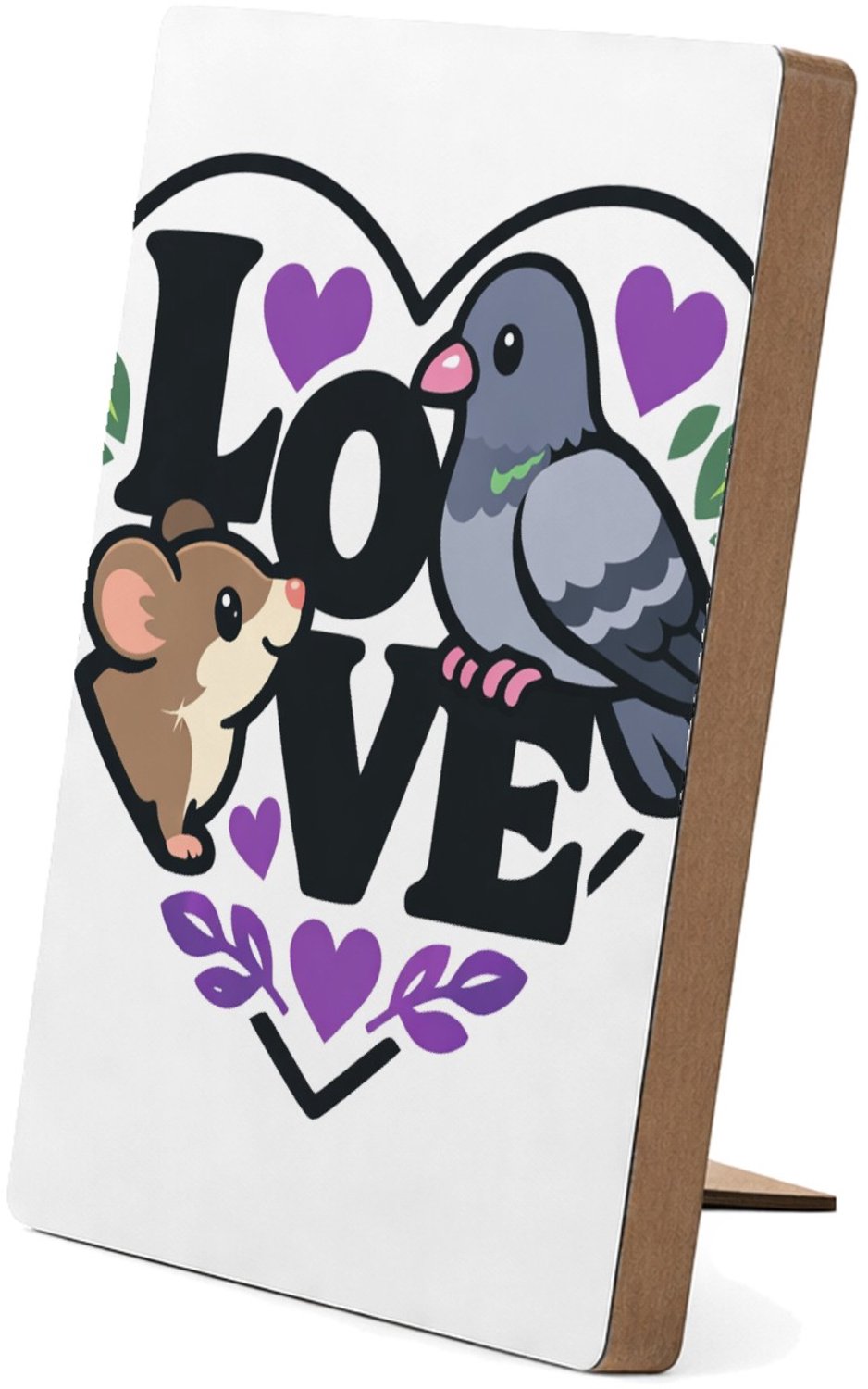 Mr Cadeautjes Glasframe/MDF 12,7 x 17,8 - design Een romantische maar luchtige dierencombinatie waarbij een v | cadeau Wit