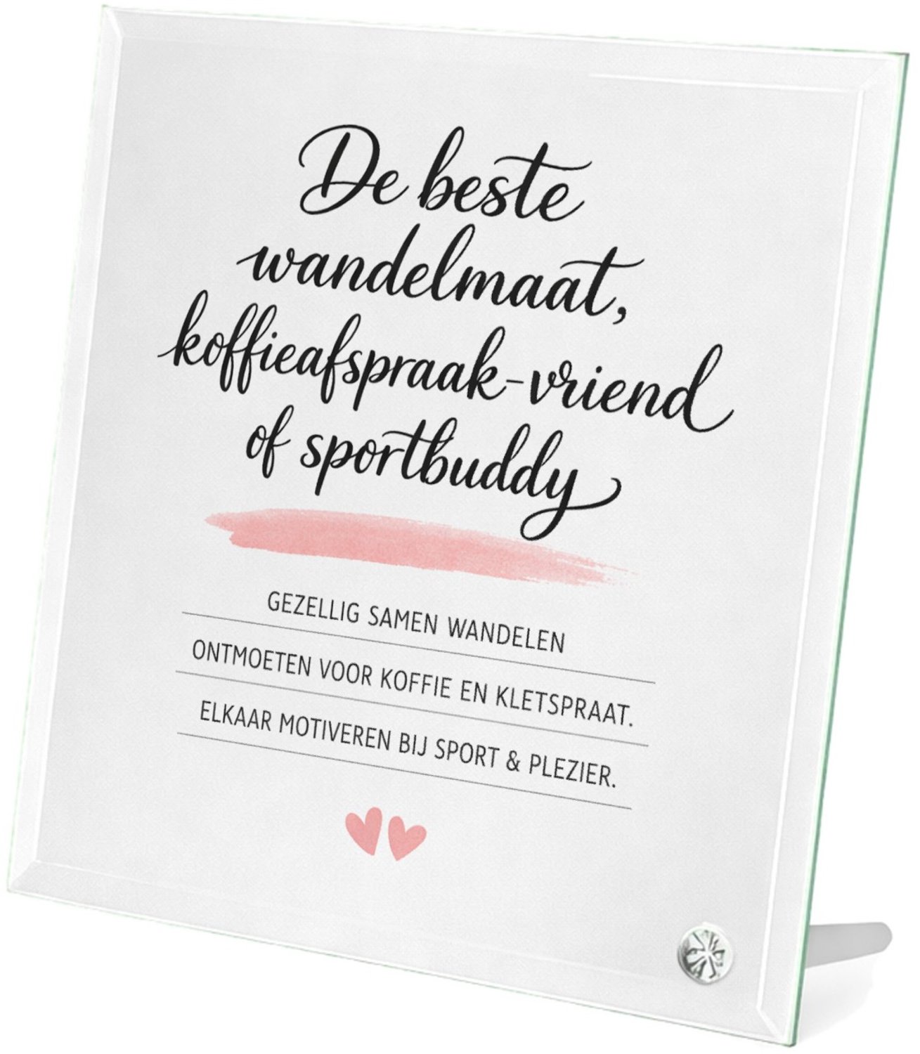 Mr Cadeautjes Glasframe 20 x 20 - design Een minimalistische quote-print rond vriendschap buiten het | cadeau Wit
