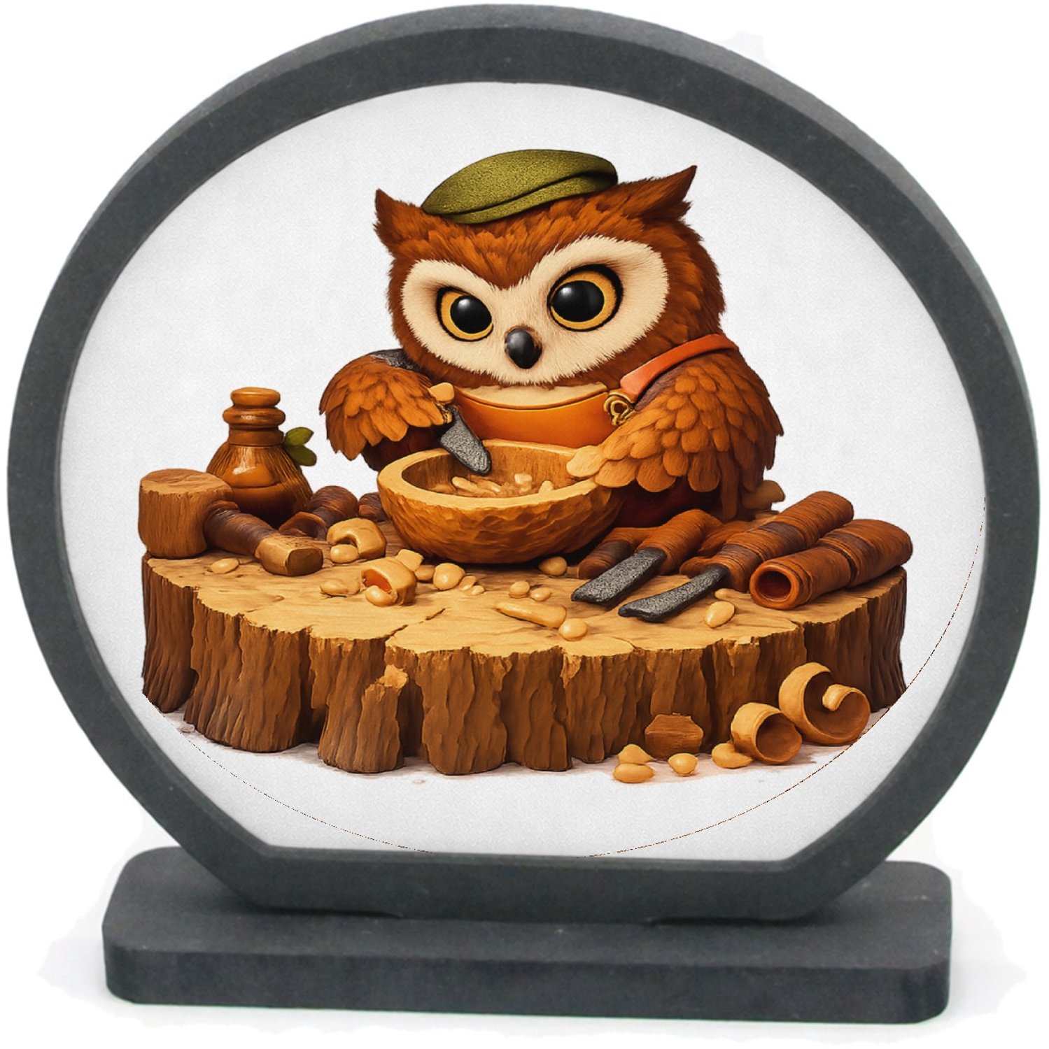 Mr Cadeautjes Houten fotolijst rond met MDF inleg - design Een schattige werkende figuur als vakman met een duidelijk g | cadeau Wit