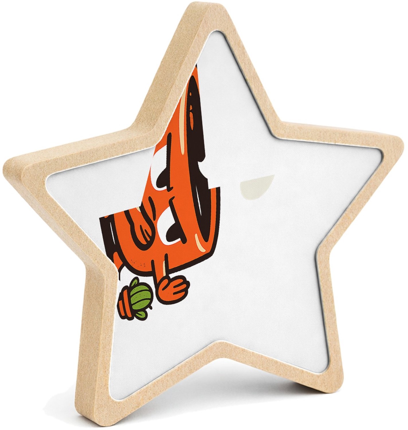 Mr Cadeautjes MDF fotolijst ster 14 x 13,5 - design Een eigenwijze theekop met een kleine dampwolk en strakke st | cadeau Wit