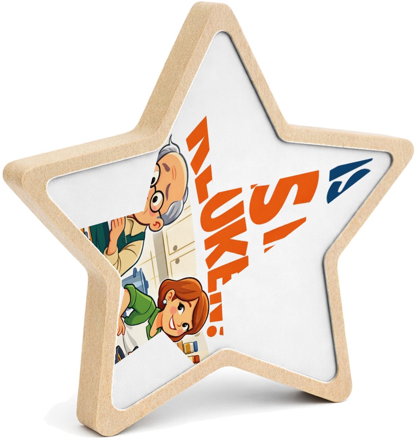Mr Cadeautjes MDF fotolijst ster 14 x 13,5 - design Een speelse partnerschap-grap met een alledaagse rolomkering | cadeau Wit