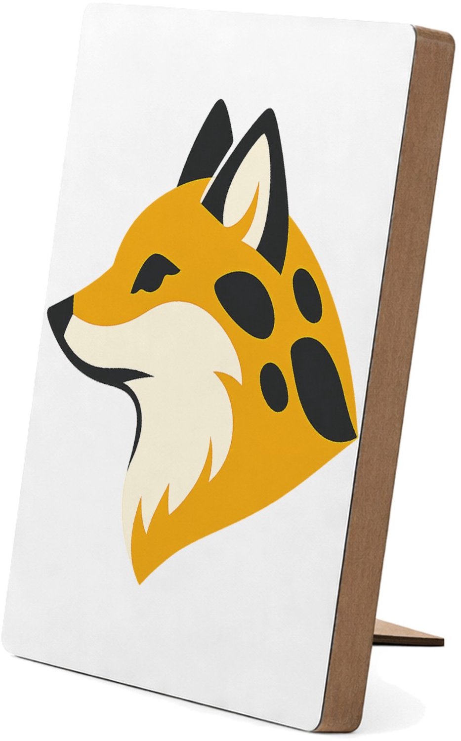 Mr Cadeautjes Glasframe/MDF 12,7 x 17,8 - design Een set van vier decoratieve panelen met een gestileerde vos | cadeau Wit