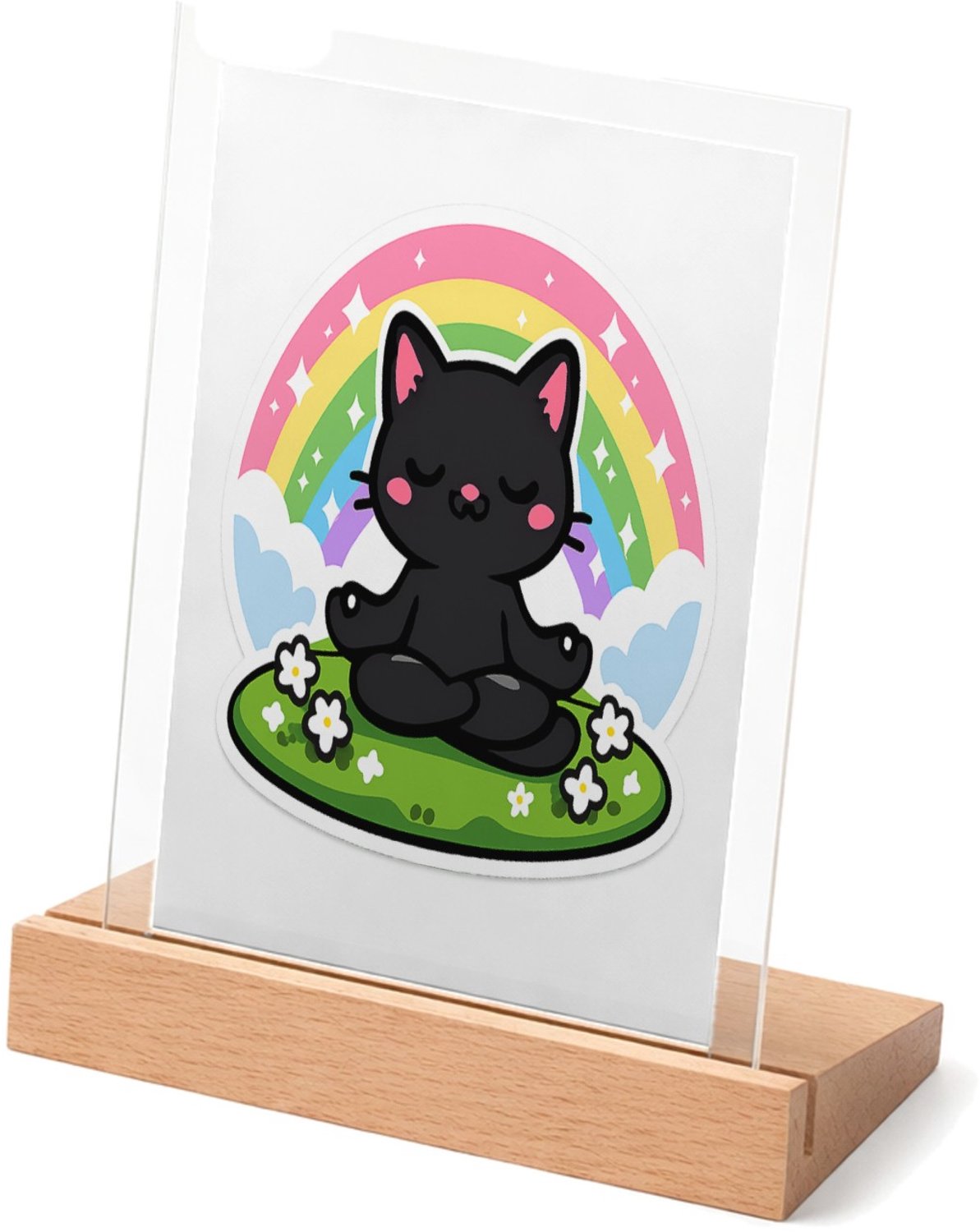 Mr Cadeautjes Glasframe met vaste tekst - design Een rustige maar grappige zelfzorgprint met een andere dierf | cadeau Wit