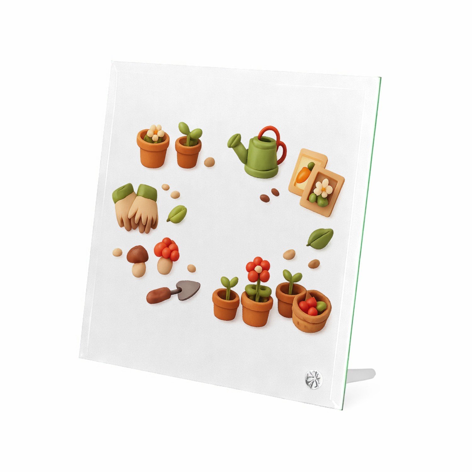 Mr Cadeautjes Glasframe 20 x 20 - design Een speelse verzameling van kleine tuin- en natuurminiaturen | cadeau Wit