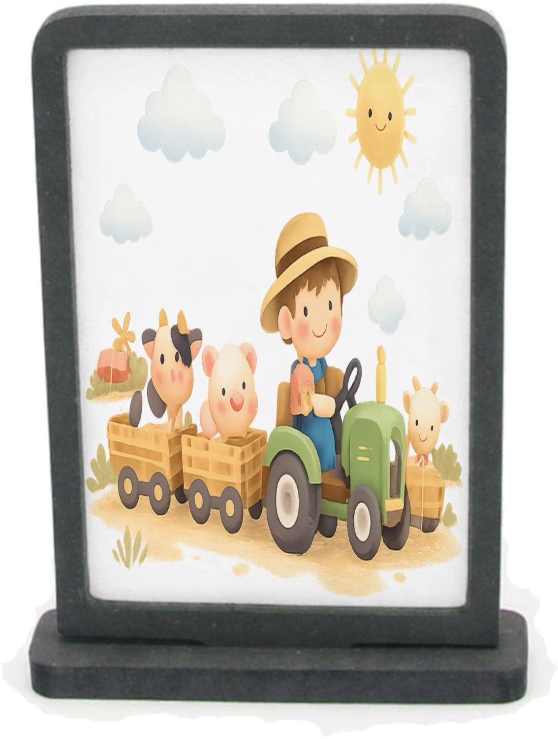 Mr Cadeautjes Houten fotolijst rechthoek met MDF inleg - design Drie panelen met een zachte dierlijke reis door de seizoenen | cadeau Wit