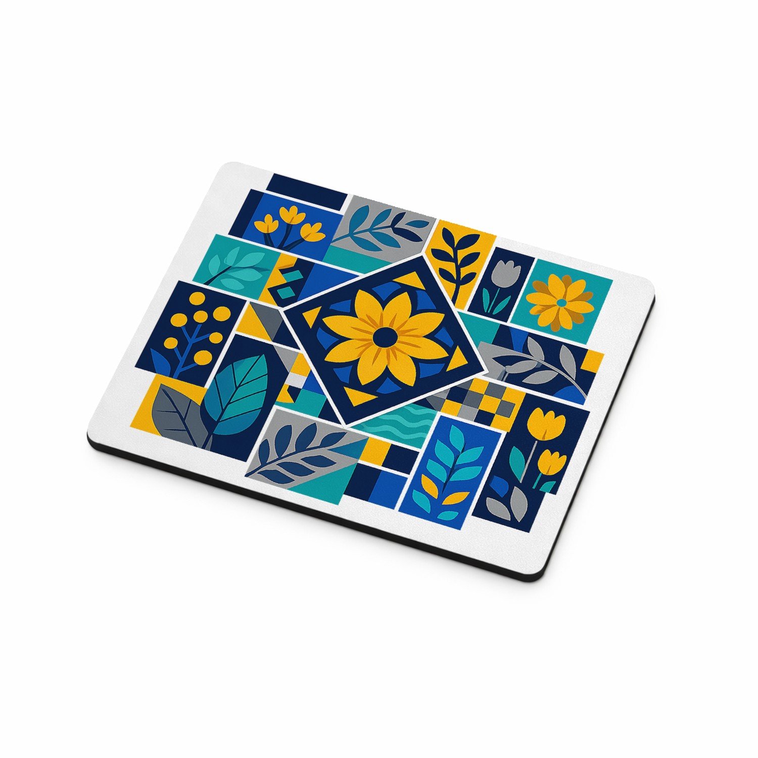 Mr Cadeautjes MDF magnetische fotolijst 9 x 7 - design Een levendig mozaïek van botanische blokken met bladeren, bl | cadeau Wit