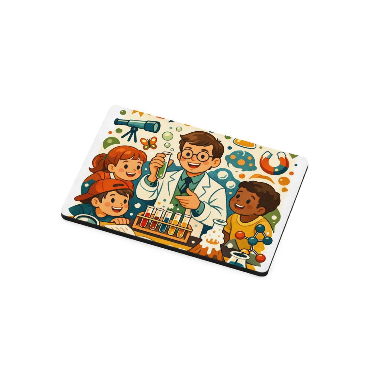 Mr Cadeautjes MDF magnetische fotolijst 7,5 x 5 - design Een energieke wetenschapsscène met buitenproeven en een spee | cadeau Wit