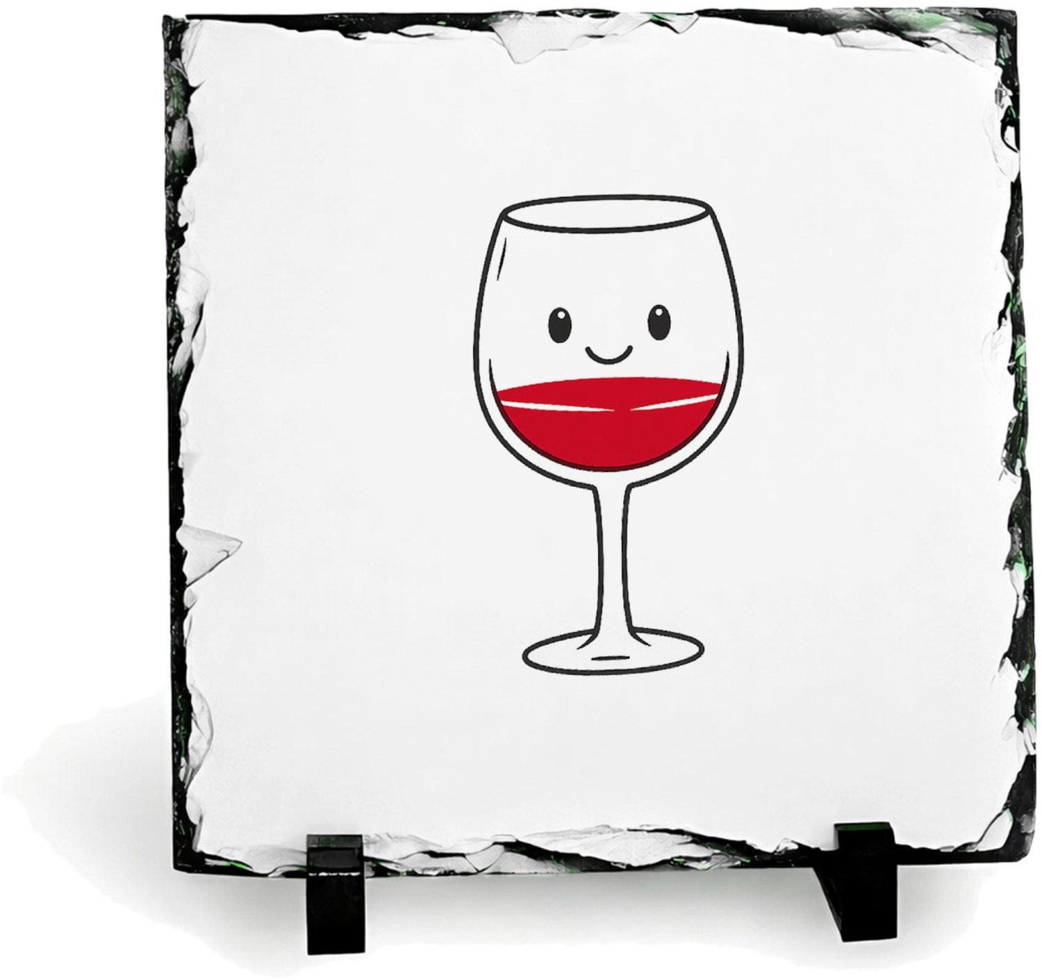 Mr Cadeautjes Leisteen vierkant 15 x 15 - design Een minimalistische koffiebeker met een blij gezicht en een | cadeau Wit