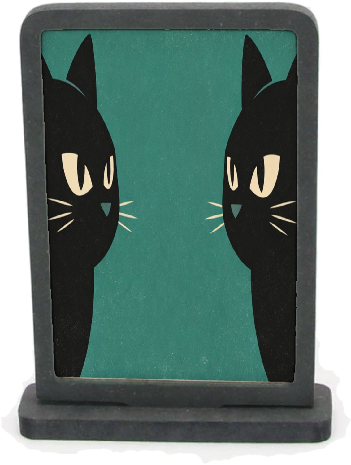 Mr Cadeautjes Houten fotolijst rechthoek met MDF inleg - design Een minimalistische dierencompositie met twee opvallende oge | cadeau Wit