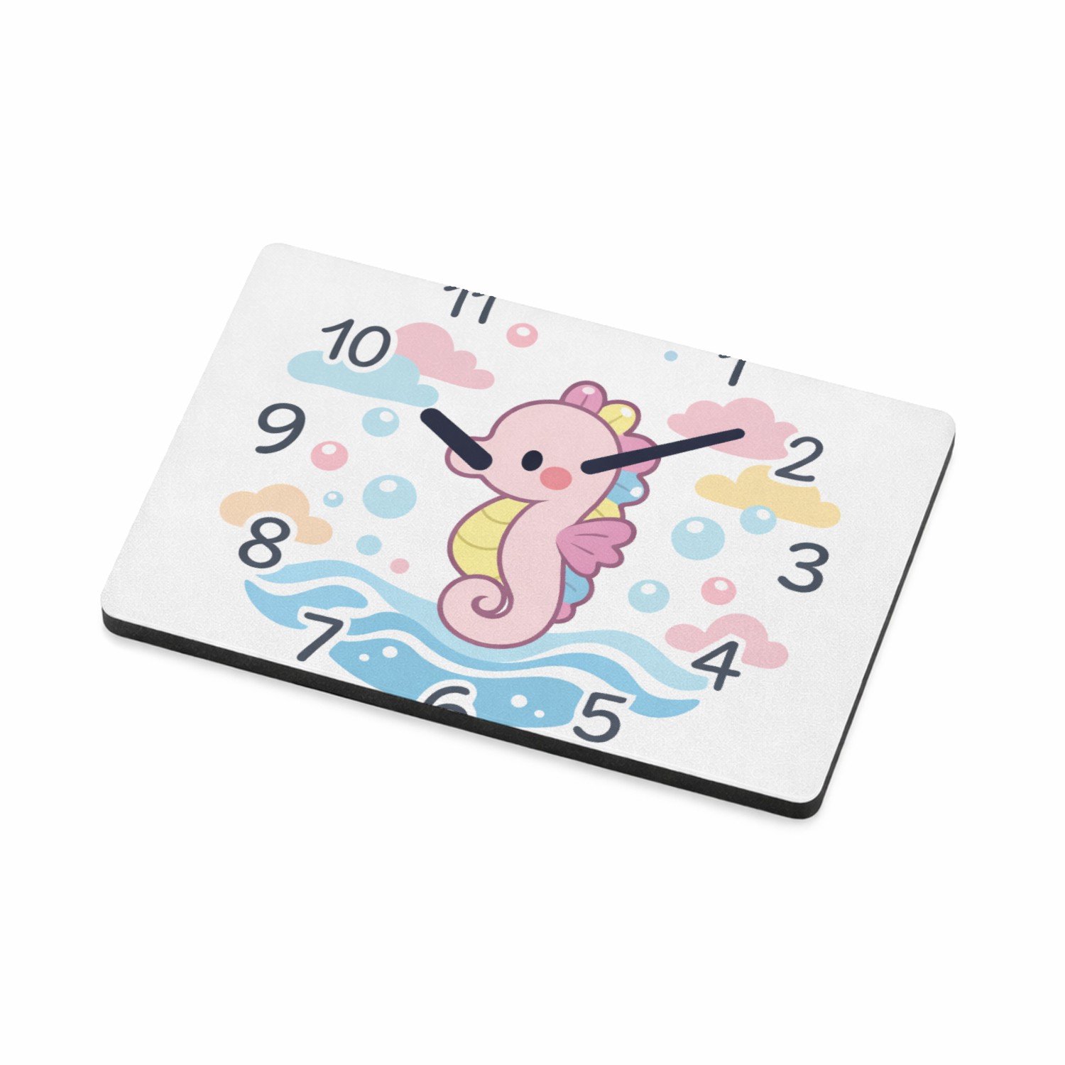 Mr Cadeautjes MDF magnetische fotolijst 7,5 x 5 - design Onderwaterklok met een schattige zeepaardje-illustratie | cadeau Wit
