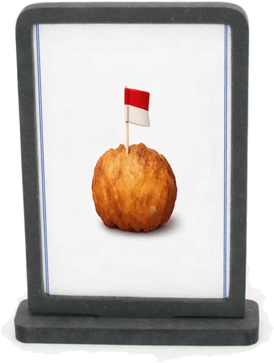 Mr Cadeautjes Houten fotolijst rechthoek met MDF inleg - design Grappige eetbare trots met een enkel centraal voedselobject | cadeau Wit