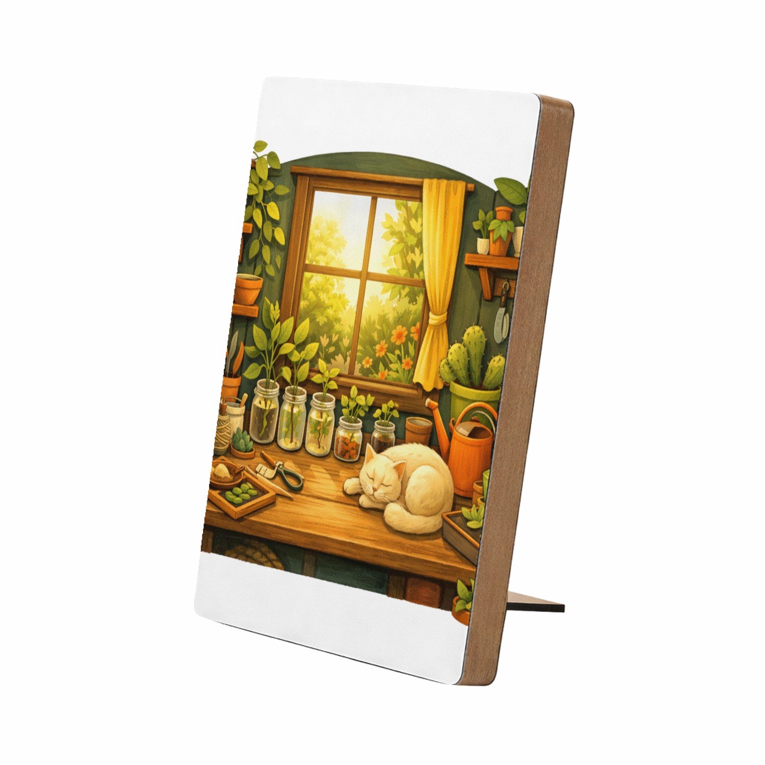 Mr Cadeautjes Glasframe/MDF 12,7 x 17,8 - design Een werkplek voor een creatief plantenliefhebber met bureau| cadeau Wit