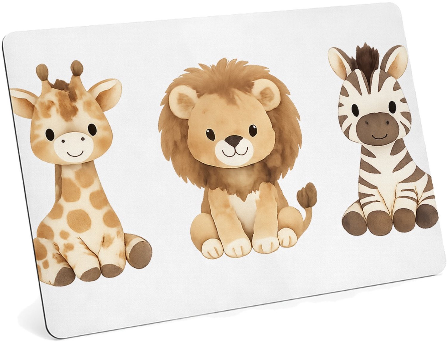 Mr Cadeautjes MDF magnetische fotolijst 28 x 19 - design Rustig drieluik met bosdieren in zachte aquarel | cadeau Wit