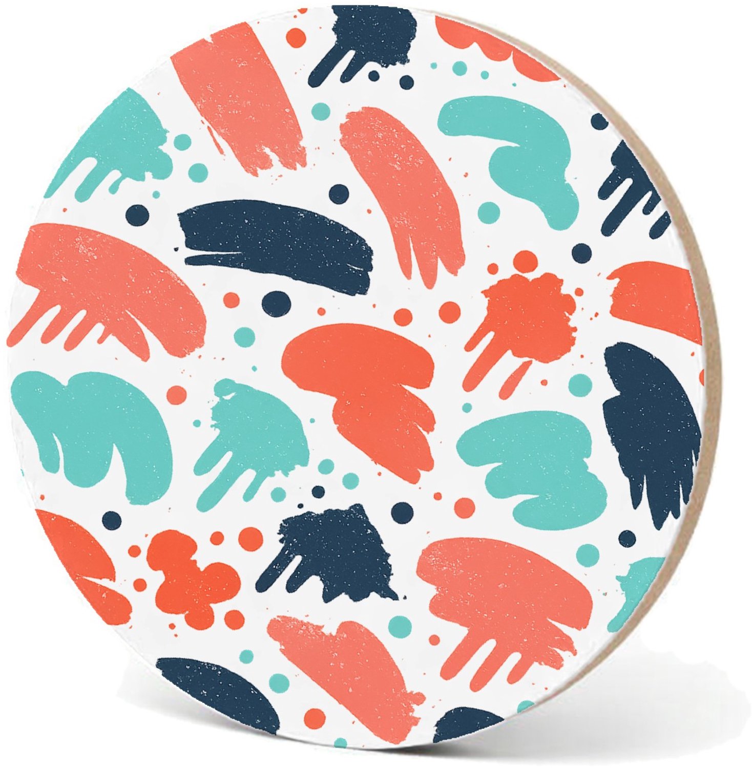 Mr Cadeautjes MDF fotolijst - design Energiek botanisch patroon met verfspatten en losse bladeren | cadeau Wit