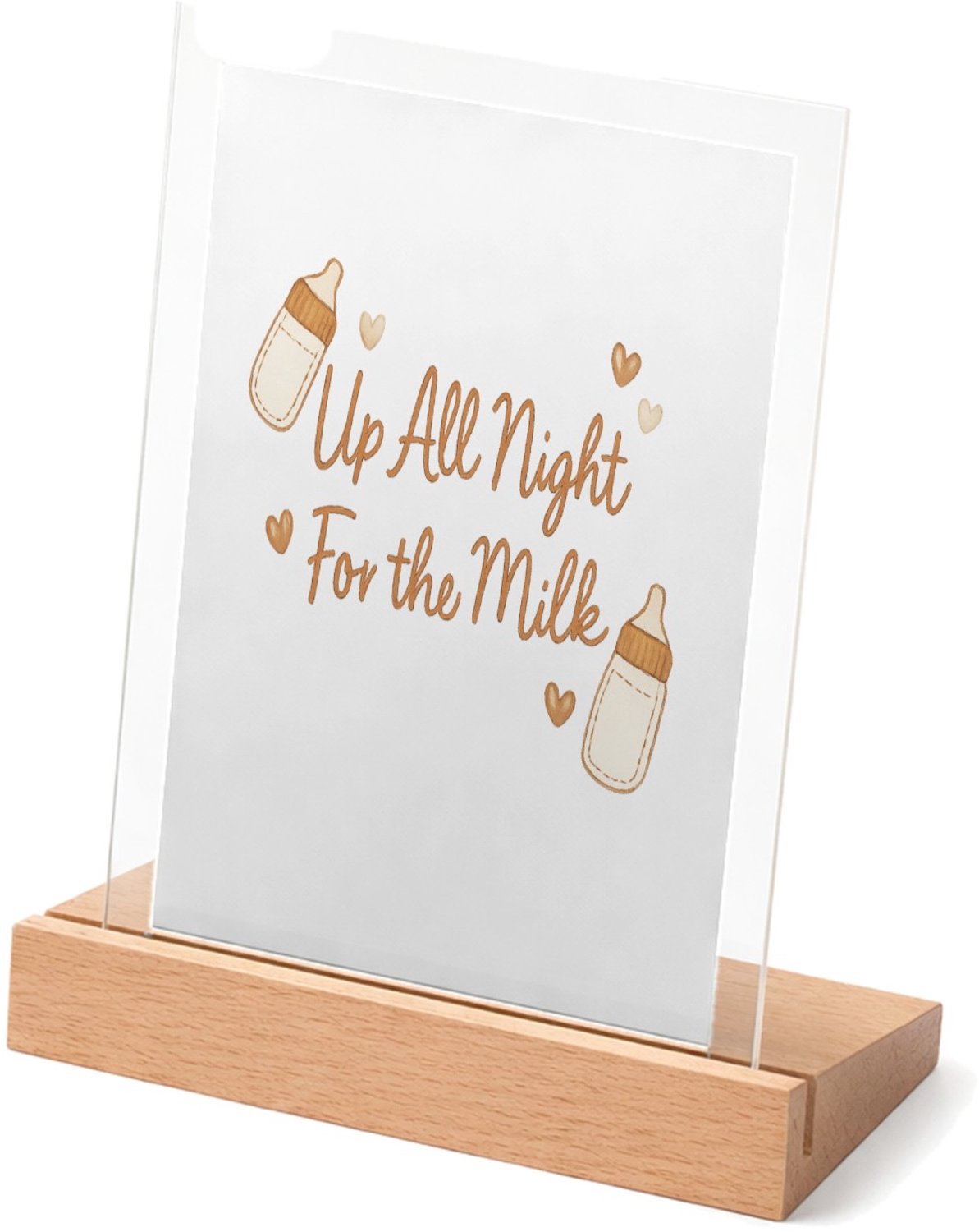 Mr Cadeautjes Glasframe met vaste tekst - design Een zachte, grappige slogan rond slaapgebrek in een vergelij | cadeau Wit