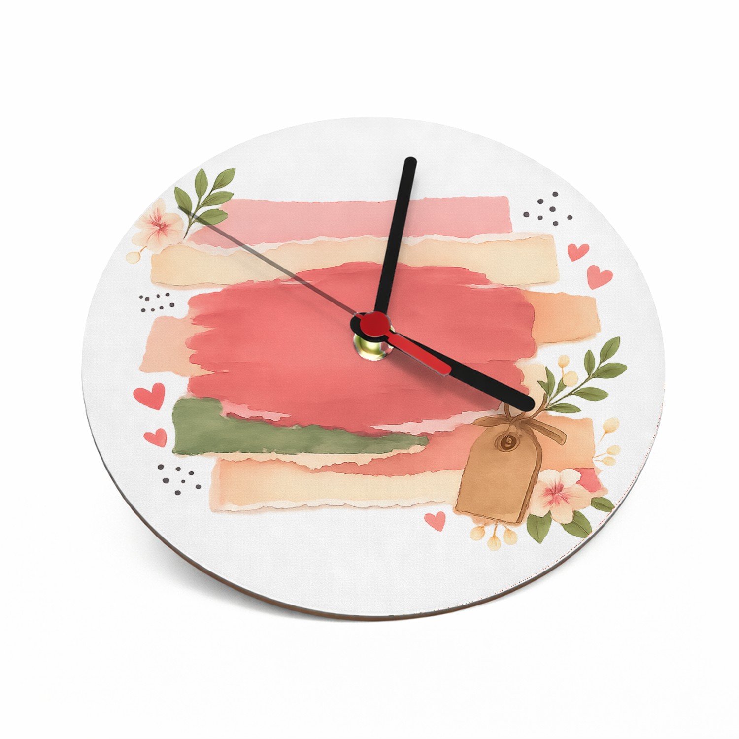 Mr Cadeautjes Klok rond Ø 19 - design Een vrolijke, gelaagde love-note compositie met een andere f | cadeau Wit