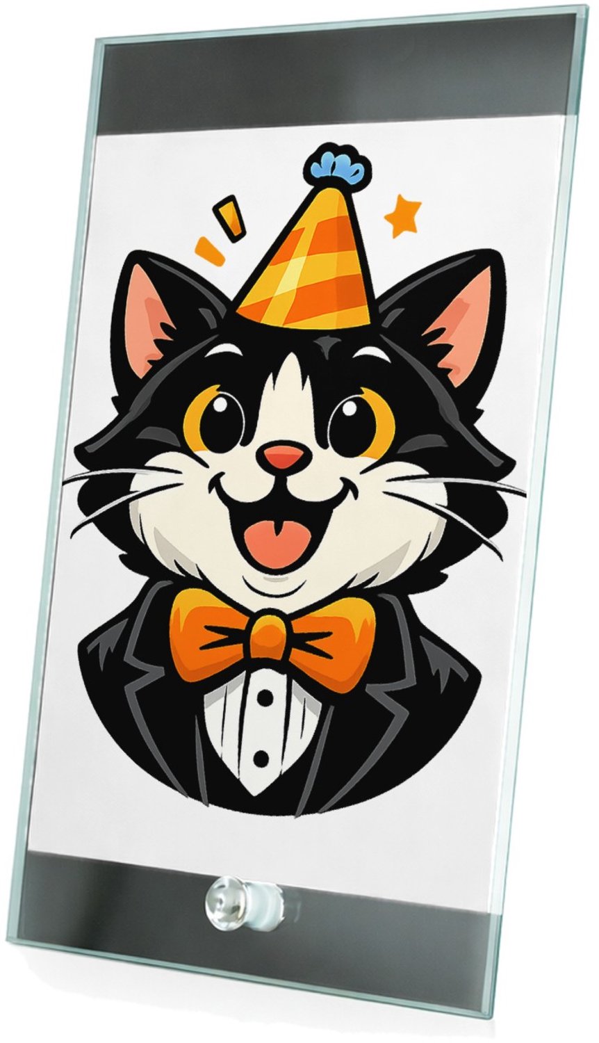 Mr Cadeautjes Glasframe 15 x 23 - design Humoristische feestprint met een dierlijk personage in nette | cadeau Wit
