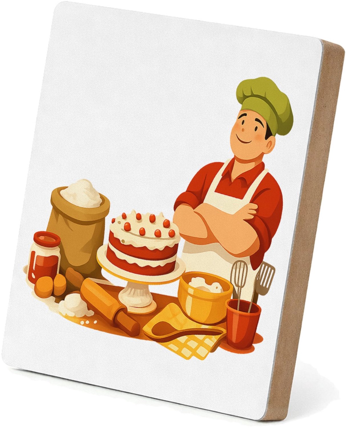 Mr Cadeautjes MDF staande fotolijst 15,2 x 15,2 - design Een warm keukenportret met grote decoratieve tekst bovenaan | cadeau Wit
