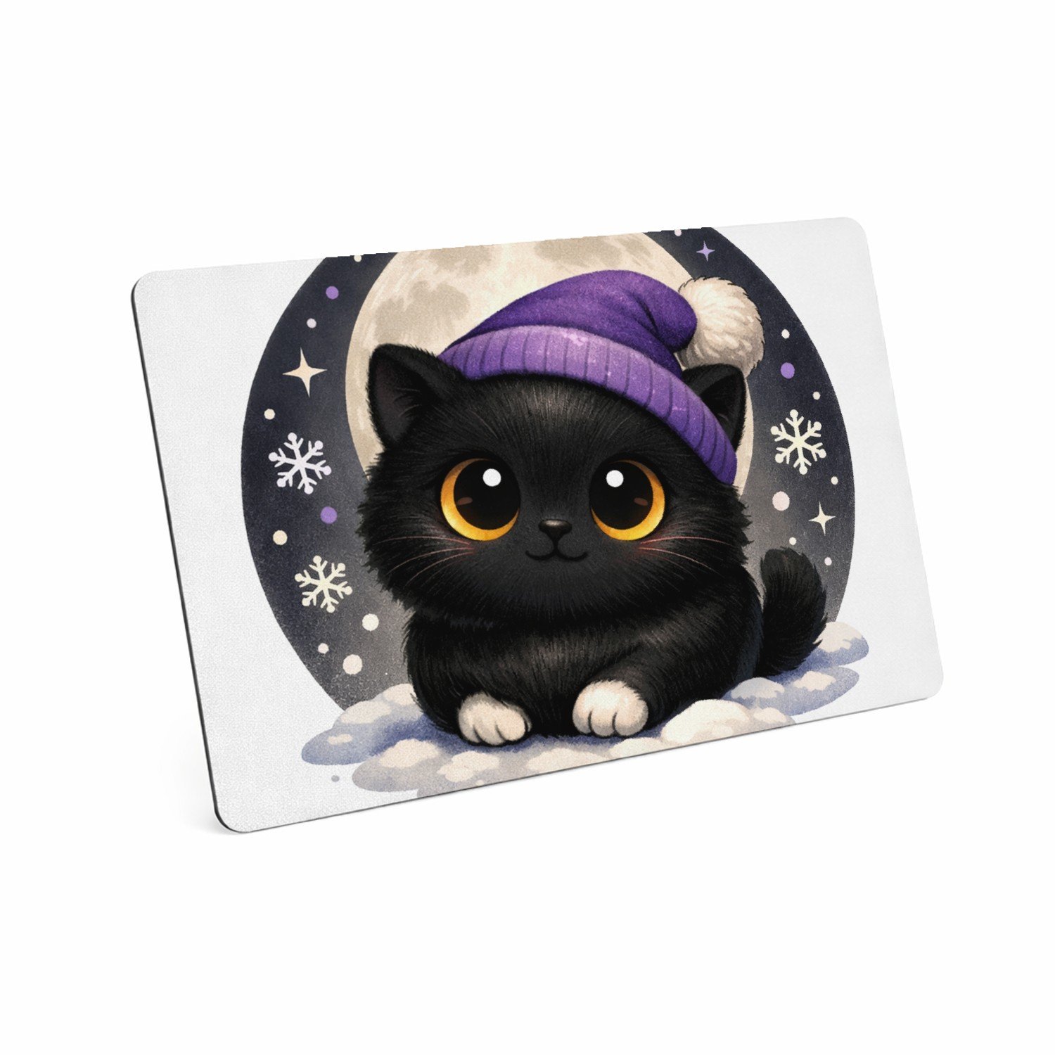 Mr Cadeautjes MDF magnetische fotolijst 28 x 19 - design Lieve pinguïn in winterse nacht | cadeau Wit