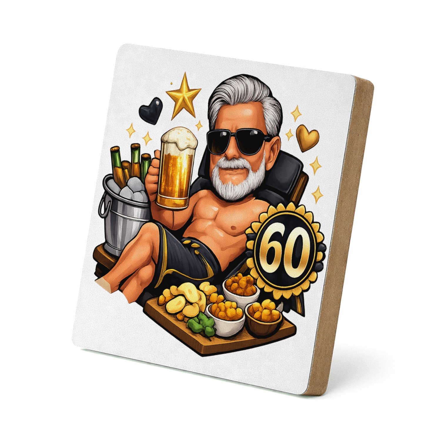 Mr Cadeautjes MDF staande fotolijst 15,2 x 15,2 - design Jubileum-cocktail in loungestijl | cadeau Wit