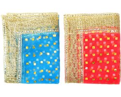 Decoratieve Chunri - Set van 2 - Blauw en Roze