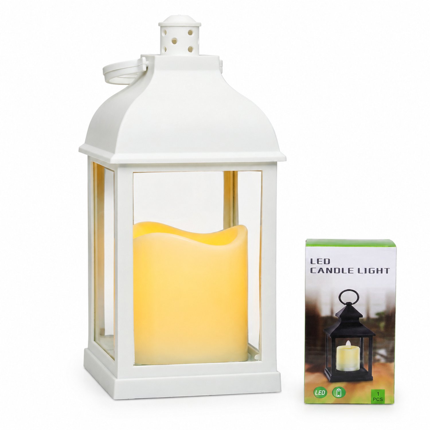 SWGOTA Led kaarsen: witte enkellaagse lantaarn met draagring, 20 cm hoog en 9,5 cm breed