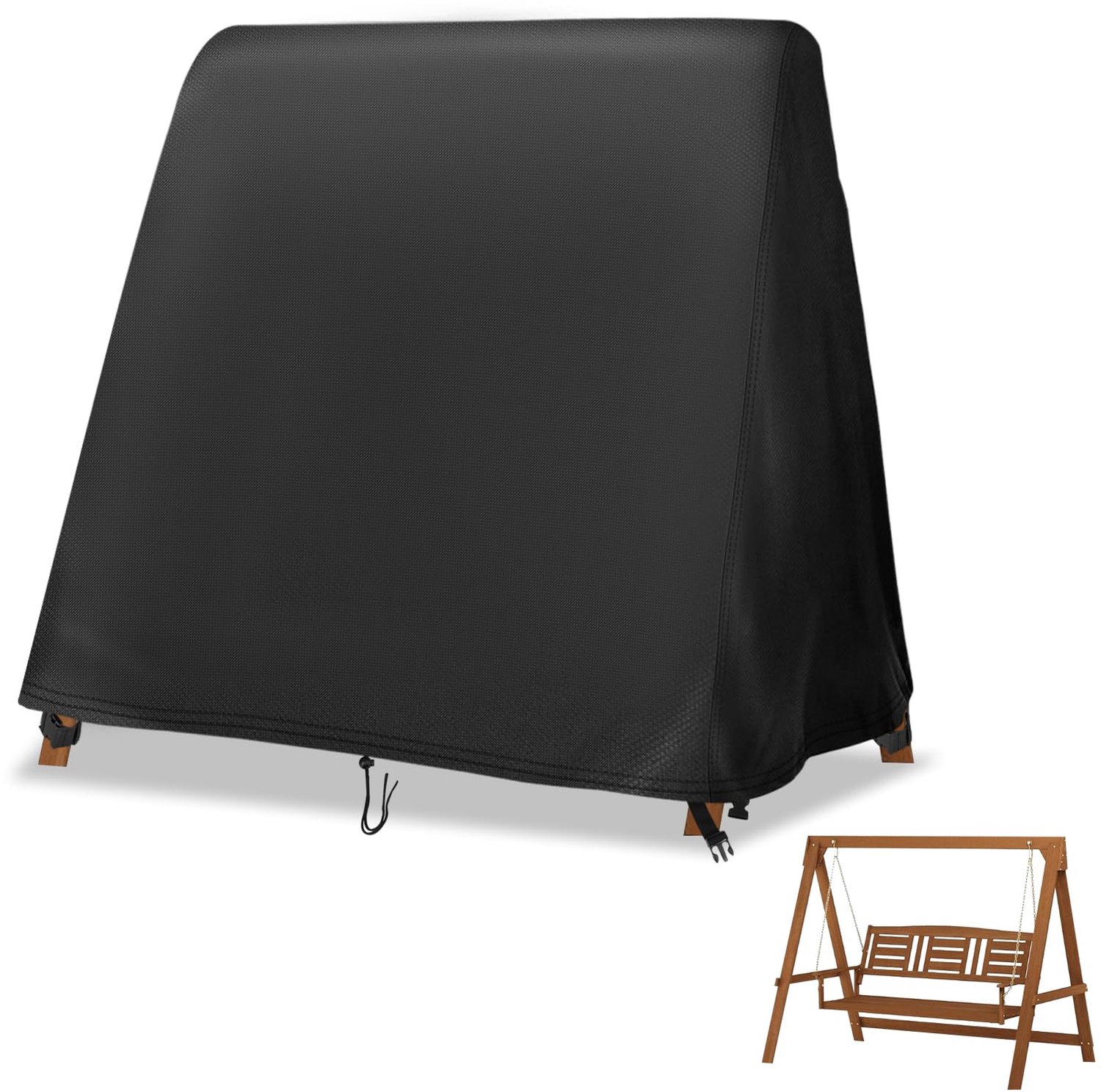 Famanu Waterdichte hoes voor tuinschommel, 170 x 180 x 210 cm, winddichte schommelstoelhoes van 420D stof, geschikt voor buitengebruik, biedt bescherming tegen regen, vuil en UV-stralen wit