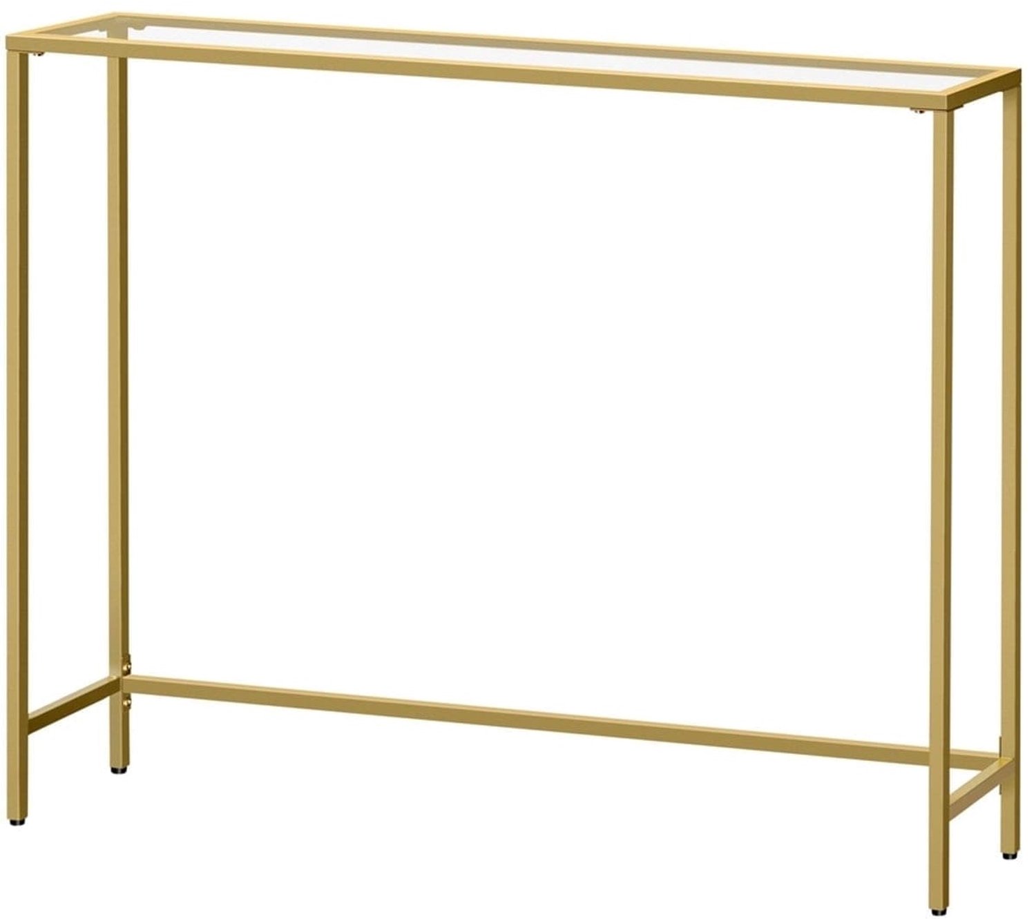 Klarven Console Tafel - Hardglas Console - Bijzettafel Goud Transparant - Verstelbare Poten - Woonkamer en Hal Goud-Transparant