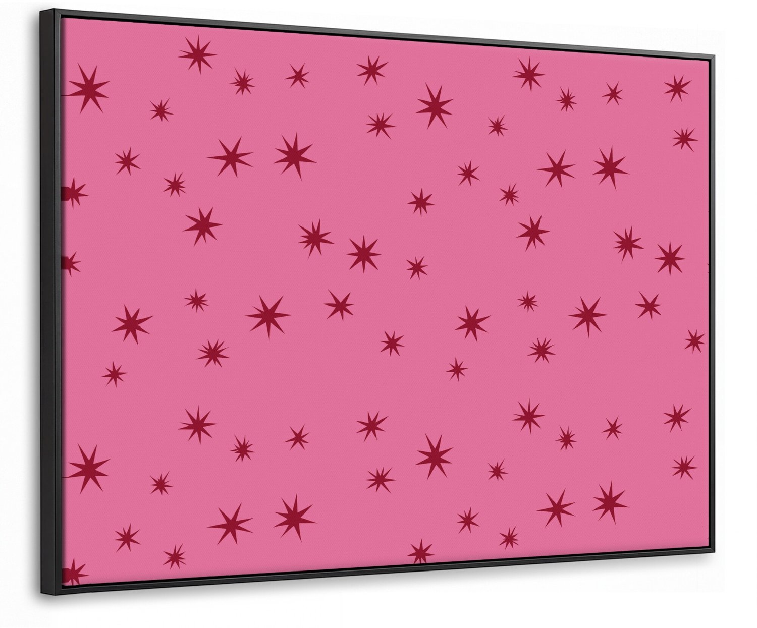 Canvas Schilderij met Baklijst 80x60cm - Kerst - Ster - Rood - Roze - Muurdecoratie woonkamer - Slaapkamer decoratie - Kamer accessoires - Schilderijen op canvas met lijst