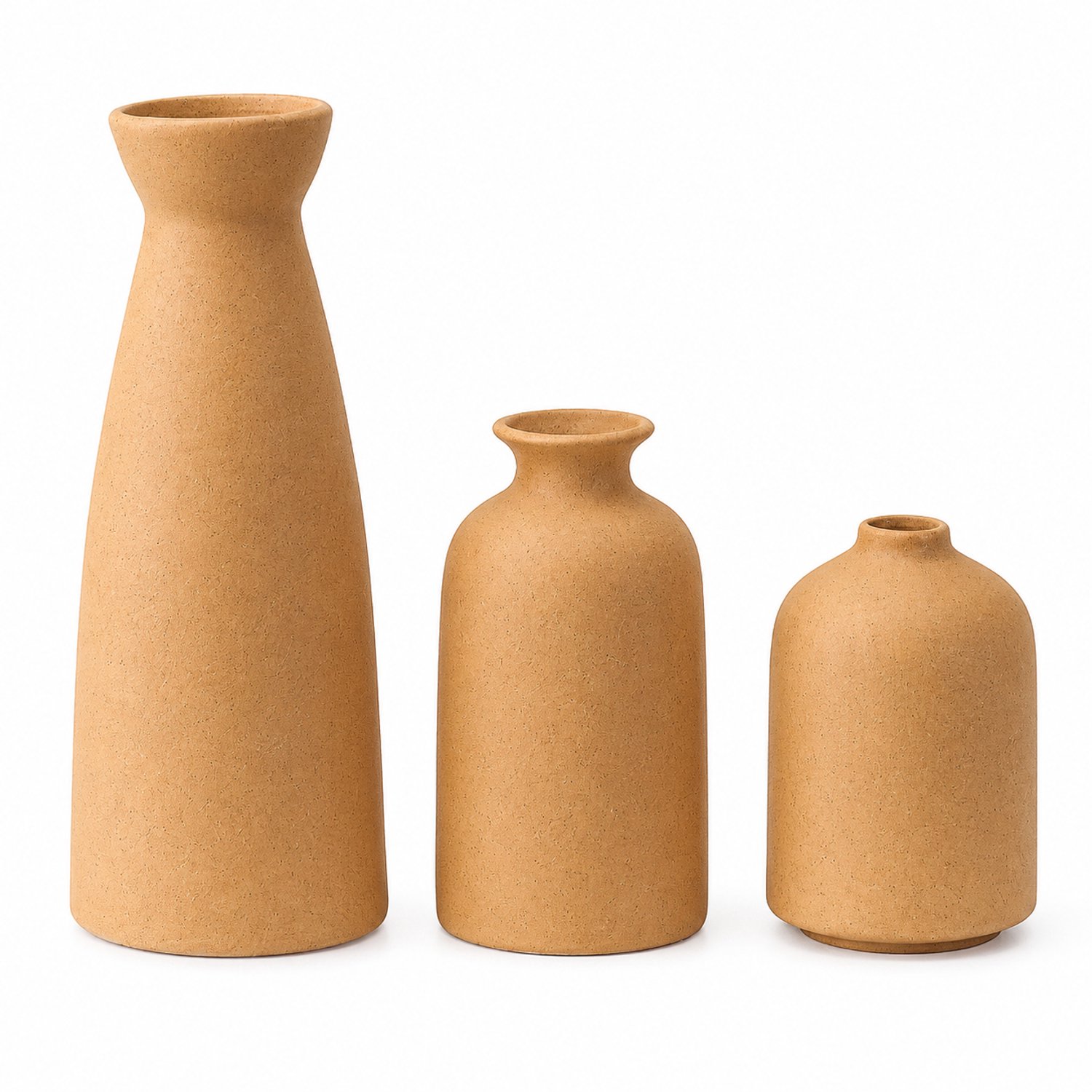 SWGOTA Keramische vazenset 3-delig - Bruin met zwarte spikkels - Hoogtes 22, 12,5 en 9,5 cm - Voor kunstbloemen