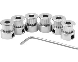 GT2 Tandschijf 20 Tanden 8 mm - 6 Stuks - Aluminium