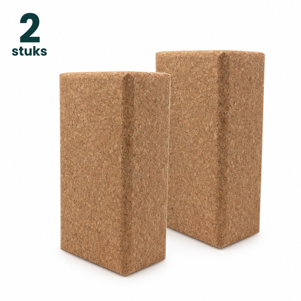 MindBaas - Yoga Blok - 2 stuks - Premium Portugees Kurk - Duurzaam & Lange Levensduur - Antislip - Yoga Blokken Set Kurk - Cork Yoga Blocks