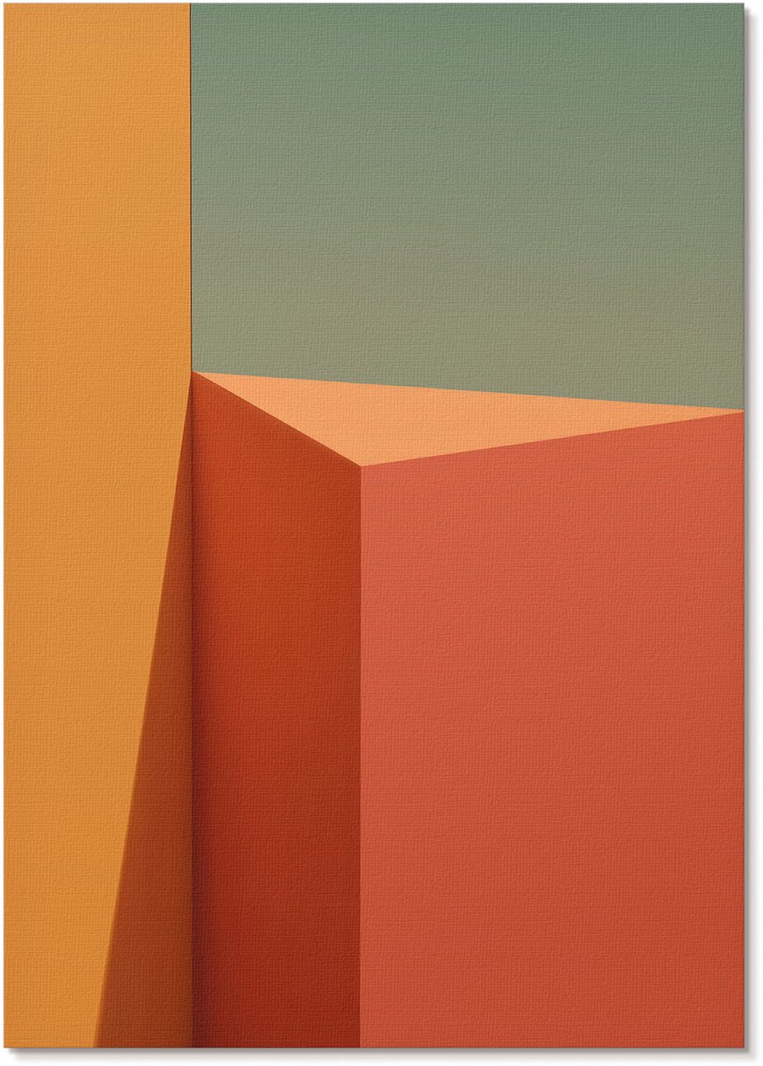 Tulup Polycanvas Poster - Geometrisch Minimalisme, Illustratie - A4 - Oranje Design - Rechthoek - Decoratieve poster - Woonkamer, Slaapkamer, Kantoor - Modern