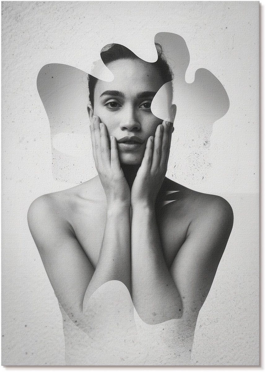 Tulup Polycanvas Wandposter - Abstract Portret, Illustratie - A4 - Zwart-wit Wandposter - Rechthoek - Wandkunstwerk - Woonkamer, Slaapkamer, Kantoor - Modern