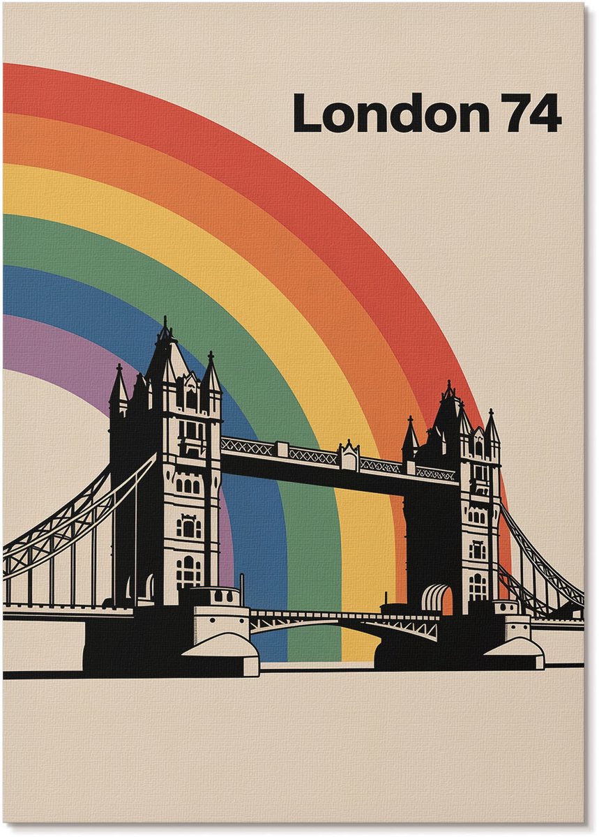 Tulup Polycanvas Poster - Regenboogbrug, Poster - A4 - Beige Design - Rechthoek - Kunstposter - Woonkamer, Slaapkamer, Kantoor - Modern