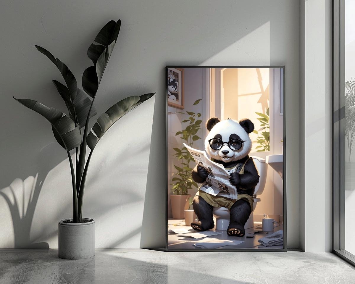 Panda Poster - Panda op de WC - Toilet - voor WC - posters - formaat 70x100cm - Wanddecoratie - L1095MT