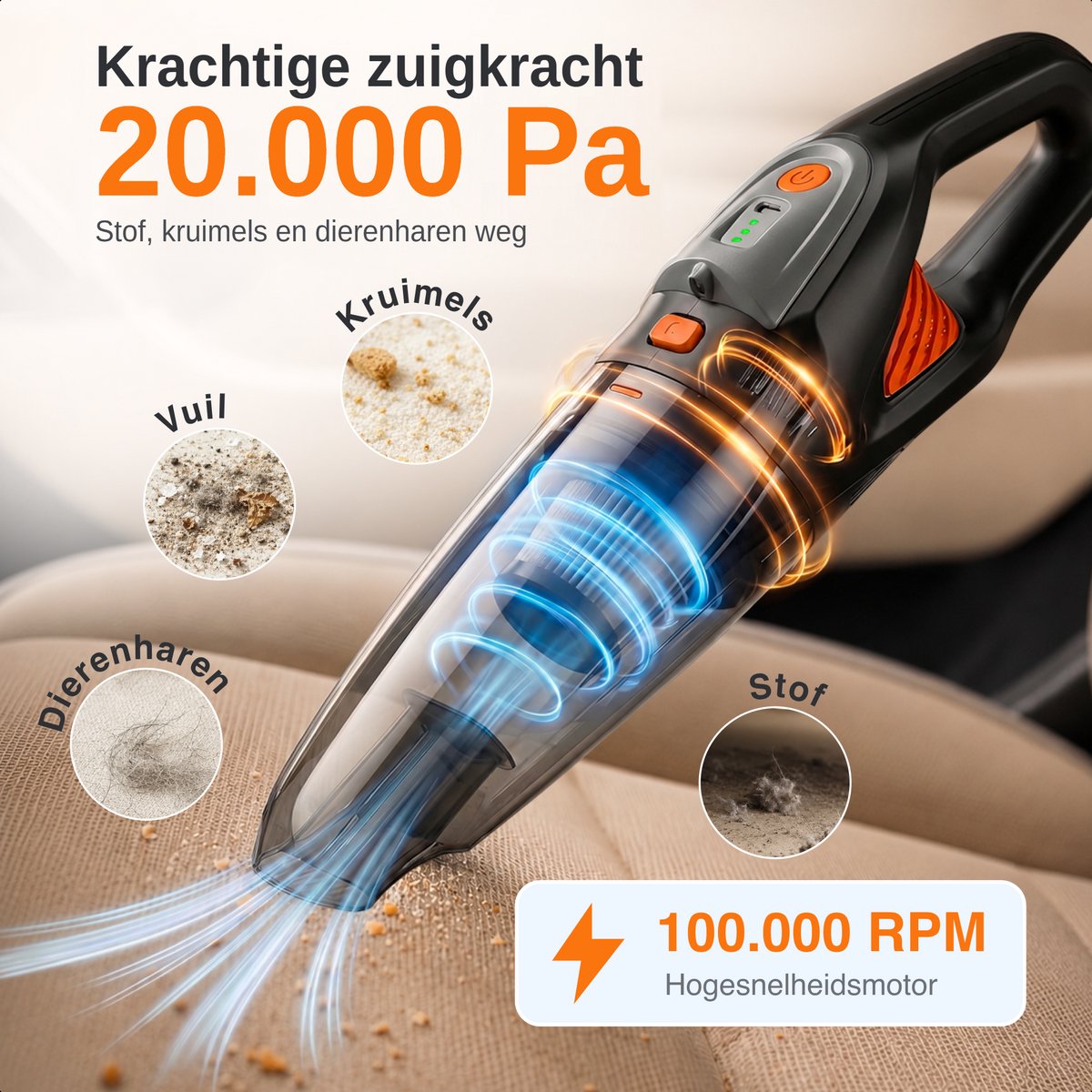 Bethlehem Kruimeldief Draadloos 20.000 Pa HEPA Filter - afbeelding 2