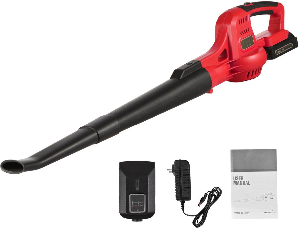 20V Draadloze Bladblazer 2-Snelheden 60MPH/130MPH met Verlengbuizen, 2.0Ah Accu, EU
